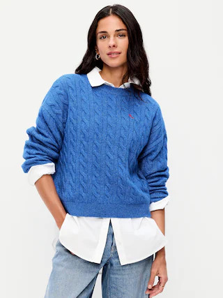 Old Navy x The Devil Wears Prada SoSoft Cerulean Cable-Knit Sweater | Old Navy (US)