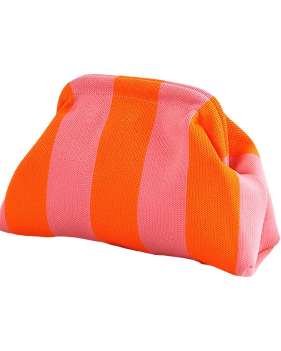 DIHKLCIO Clutch Purses for Women 2025 Summer Beach Woven Crochet Bag Dumpling Striped Ruched Clou... | Amazon (US)