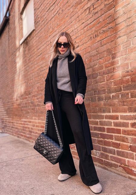 Cozy elevated winter outfit, black wrap coat, black cashmere pants, Birkenstock Boston clogs

#LTKSeasonal #LTKshoecrush #LTKstyletip