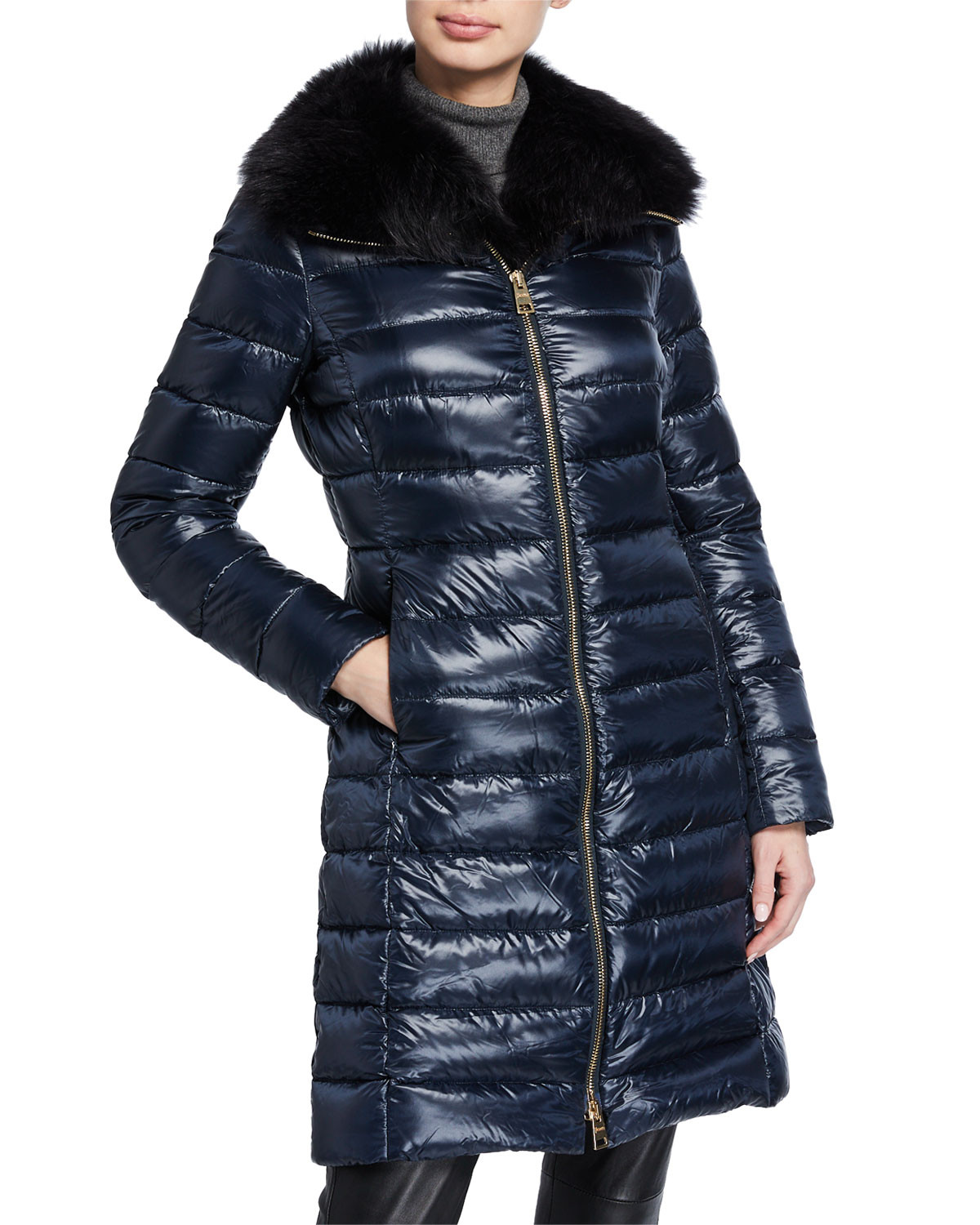 Fitted Fur-Collar Puffer Coat | Bergdorf Goodman