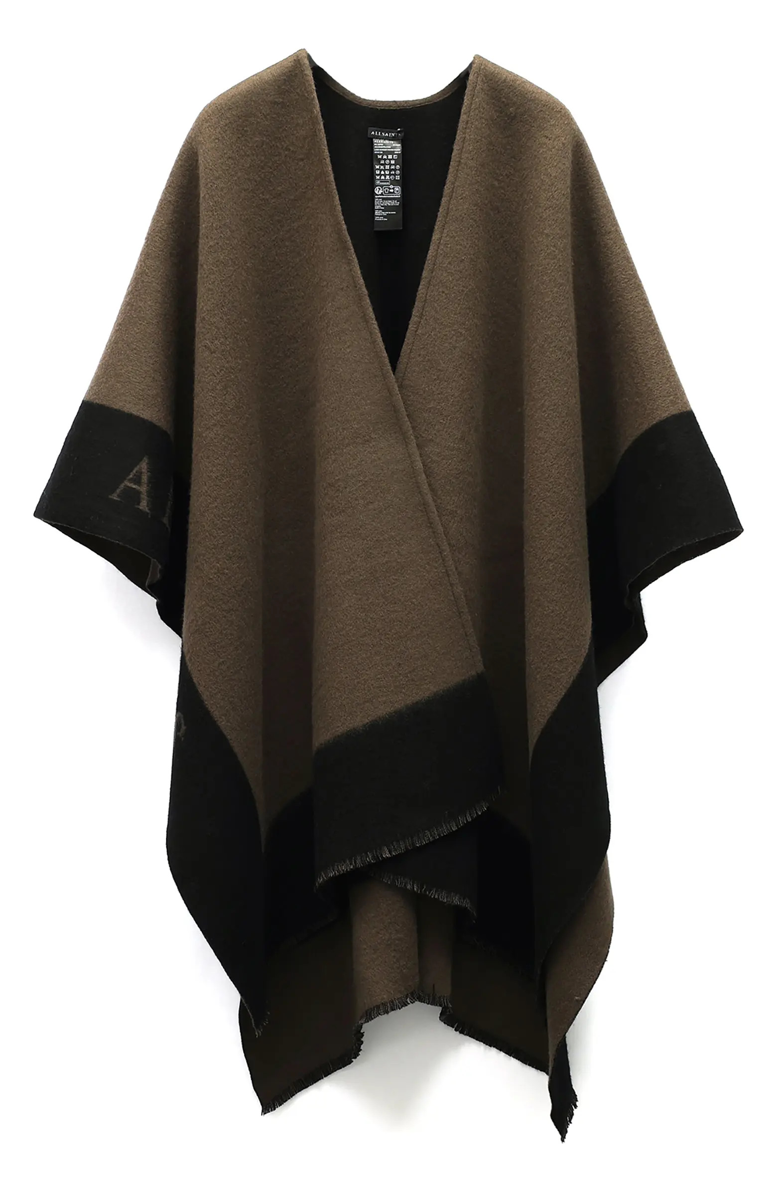 Logo Border Wool Ruana | Nordstrom