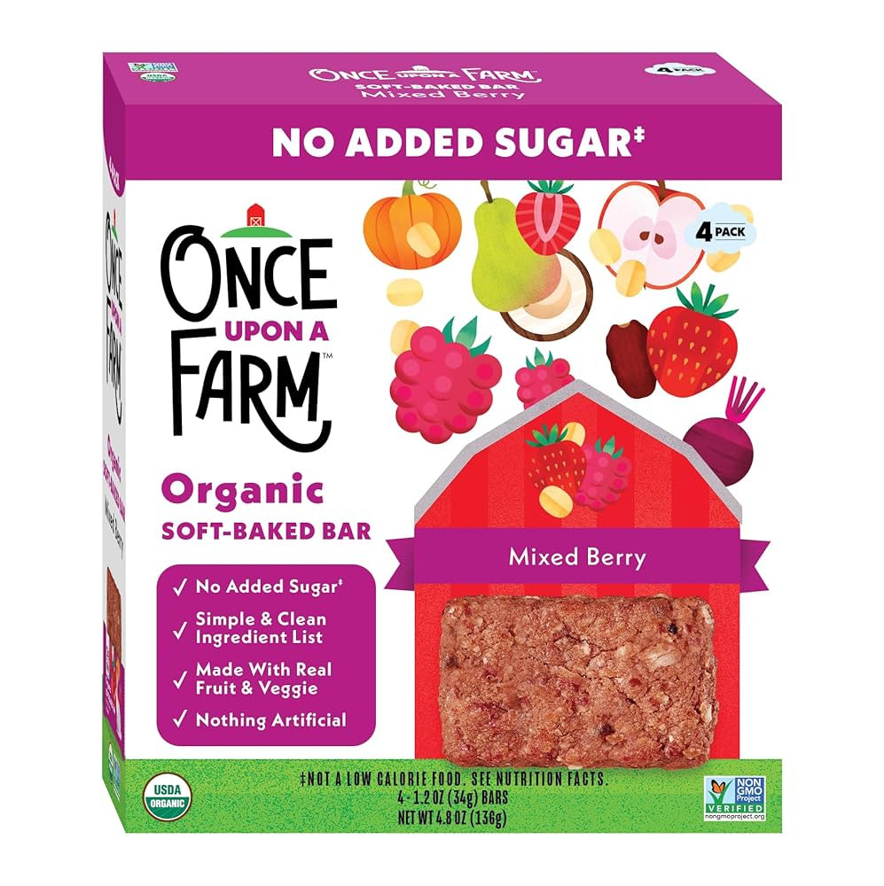 Once Upon A Farm Organic Mixed Berry Soft-Baked Bars, 4 Count | Amazon (US)
