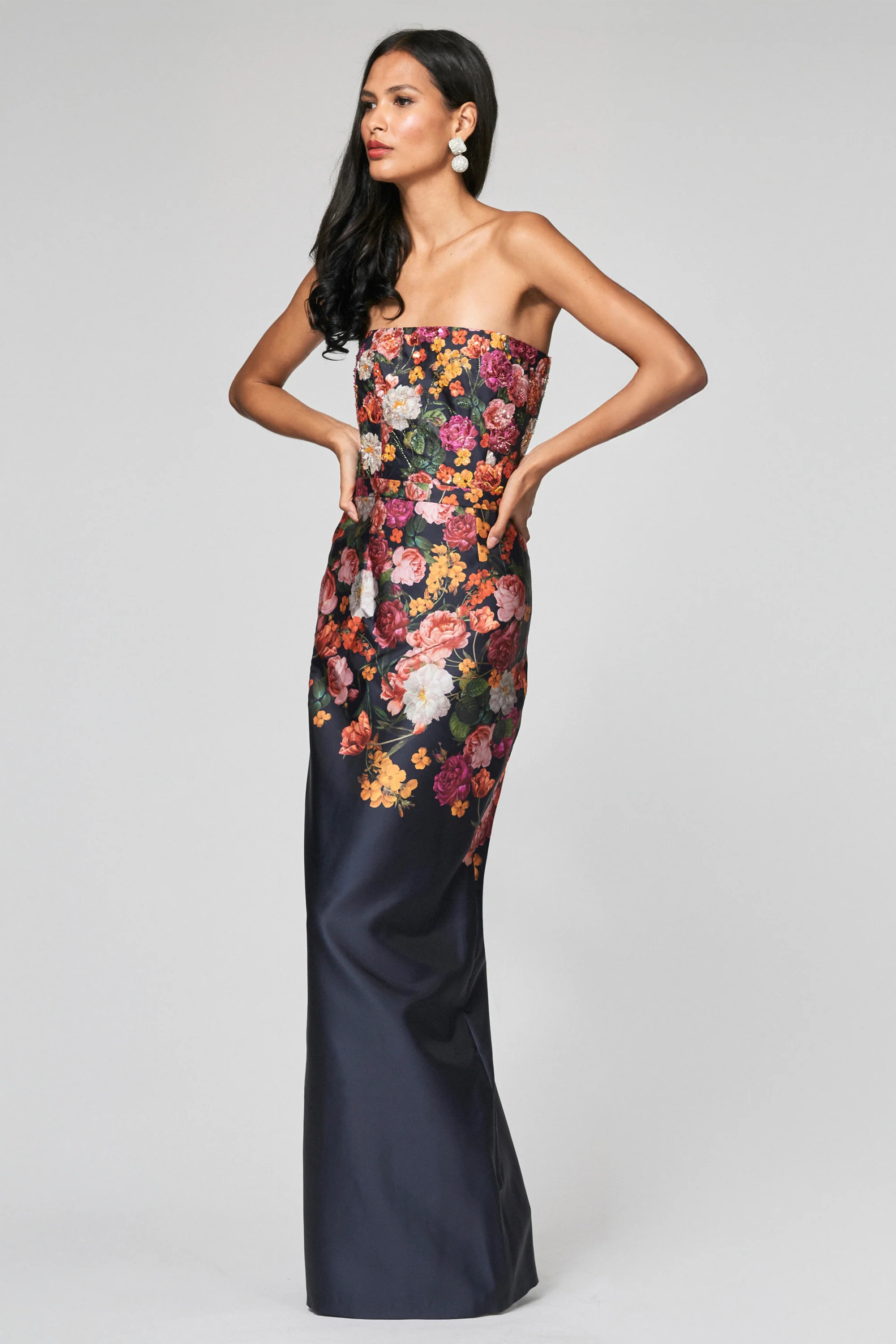 EMBELLISHED SABINE GOWN - MIDNIGHTS MAGIC BLOOMS | Sachin and Babi