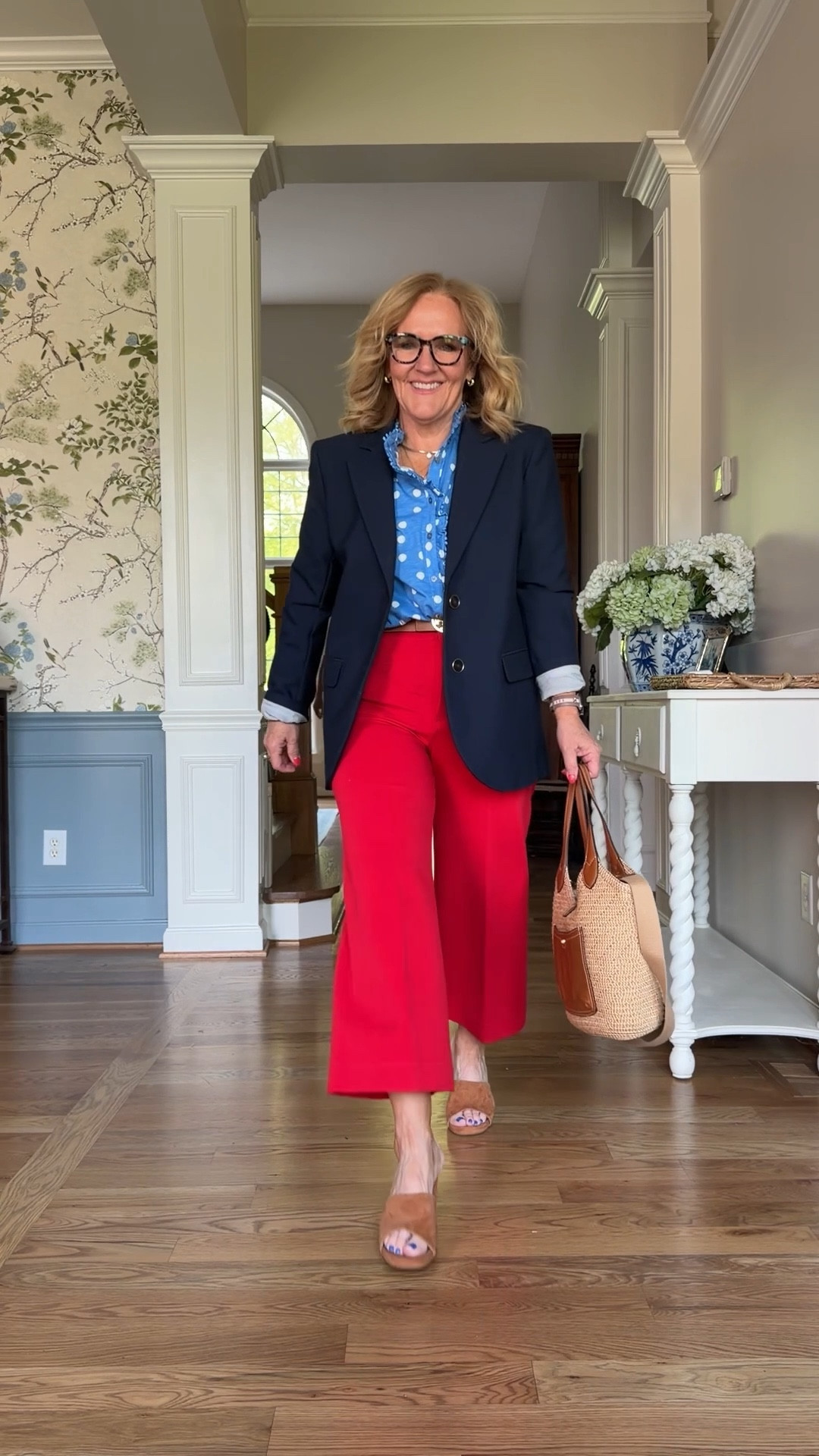 Boden 25% off with code VMJG
10% off my bag code NANETTE
Navy blazer 10 petite 
Polka dot knit top size 10 
Red knit Colette pants size 29 petite size up if inbetween 

#LTKSaleAlert #LTKOver40

#LTKMothersDay #LTKSeasonal

#LTKWorkwear