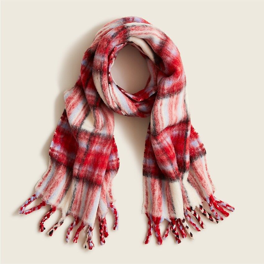 Plaid scarf in textured wool | J.Crew US