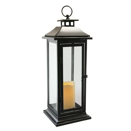 Metal Lantern with Battery Operated Candle - Traditional Black | Walmart (US)