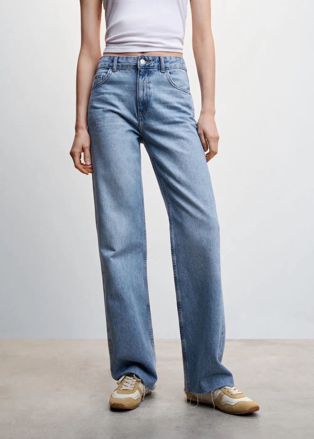 Wideleg mid-rise jeans -  Women | Mango USA | MANGO (US)