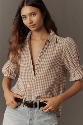The Tallulah Puff Sleeve Buttondown Top by Pilcro | Anthropologie (US)