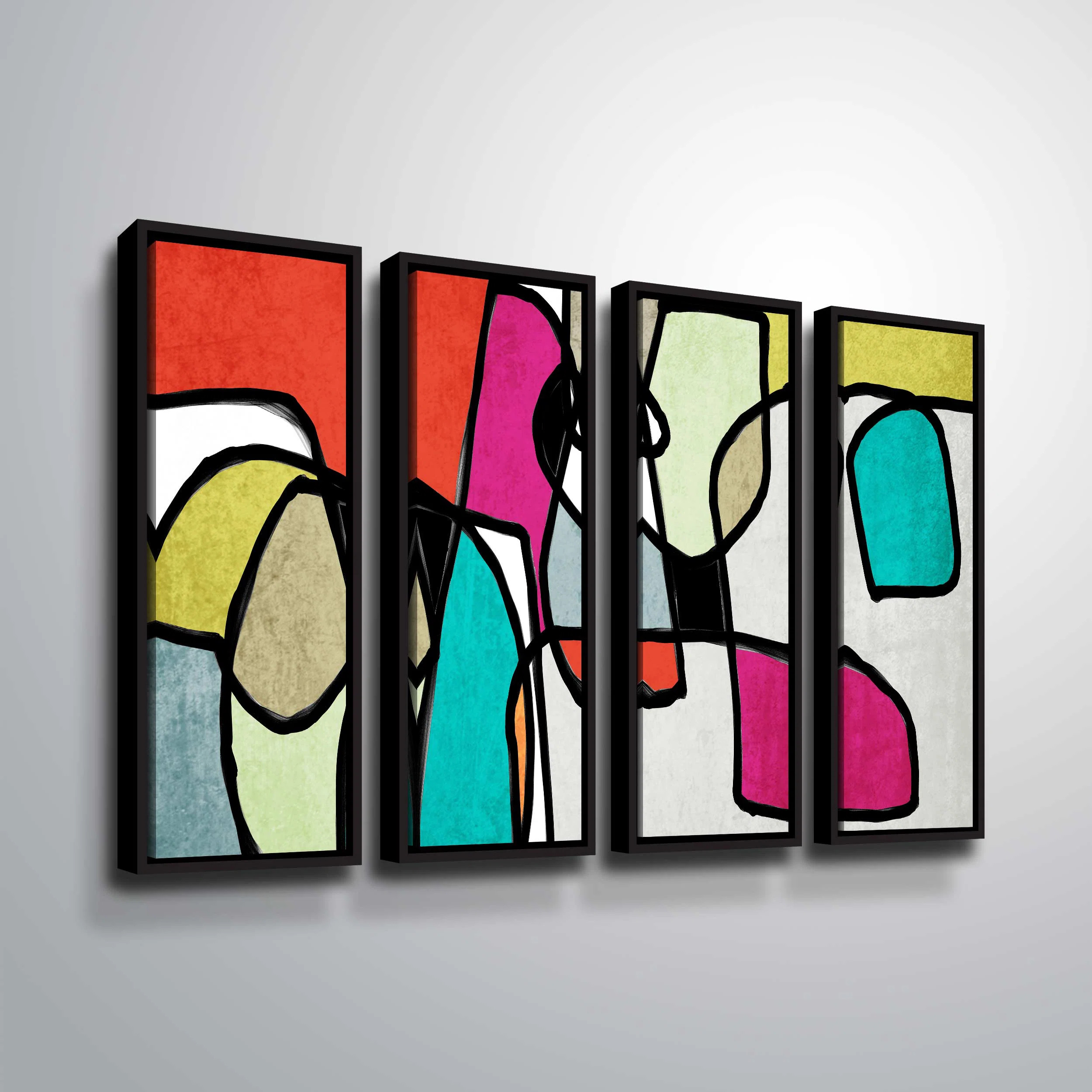Makris " Vibrant Colorful Abstract IV " 4 - Pieces | Wayfair North America