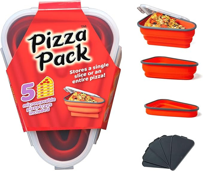 The Perfect Pizza Pack™ - Reusable Pizza Storage Container with 5 Microwavable Serving Trays - ... | Amazon (US)