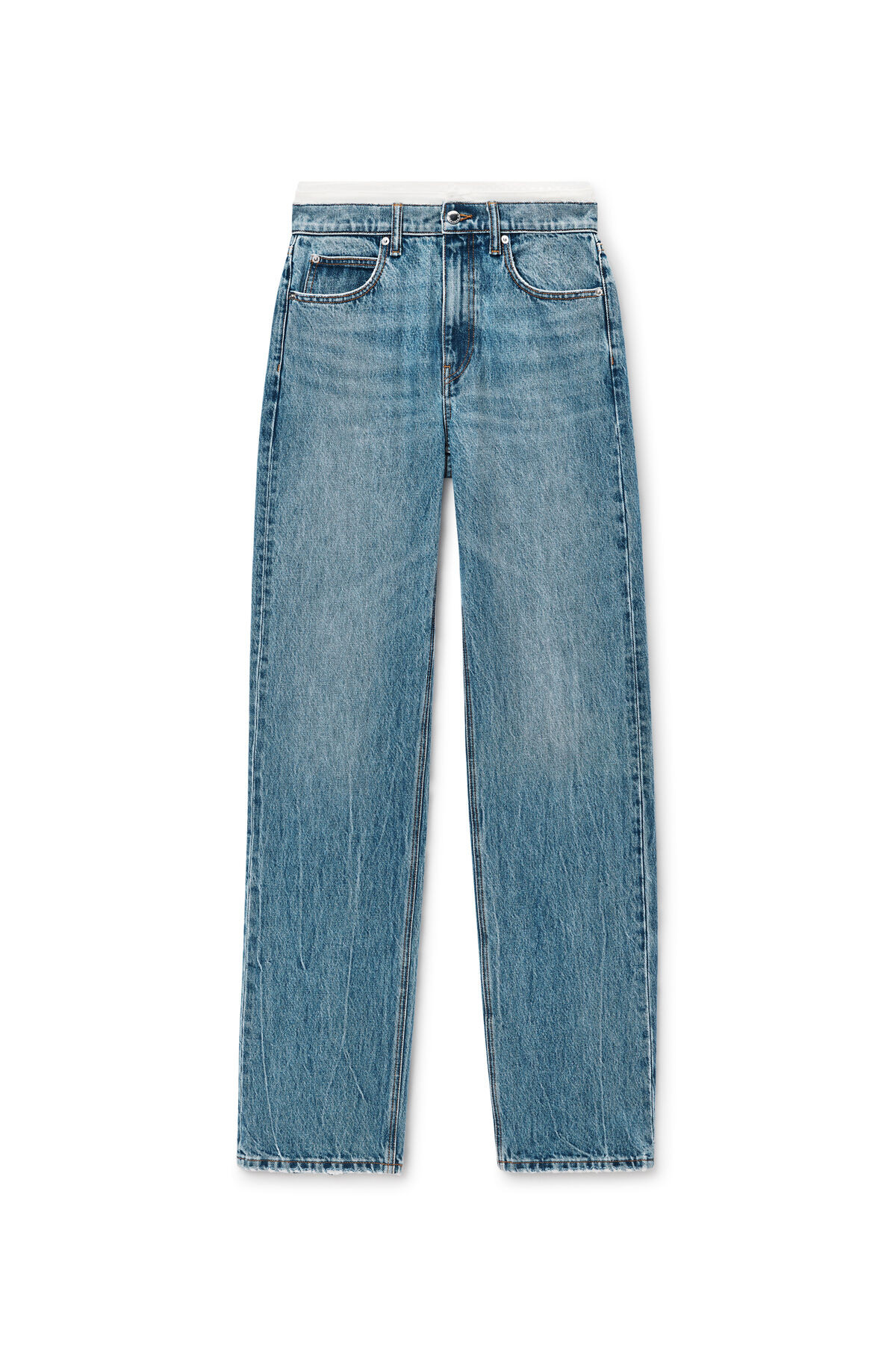 Pre-Styled Denim Jeans with Pointelle Waistband | Alexander Wang