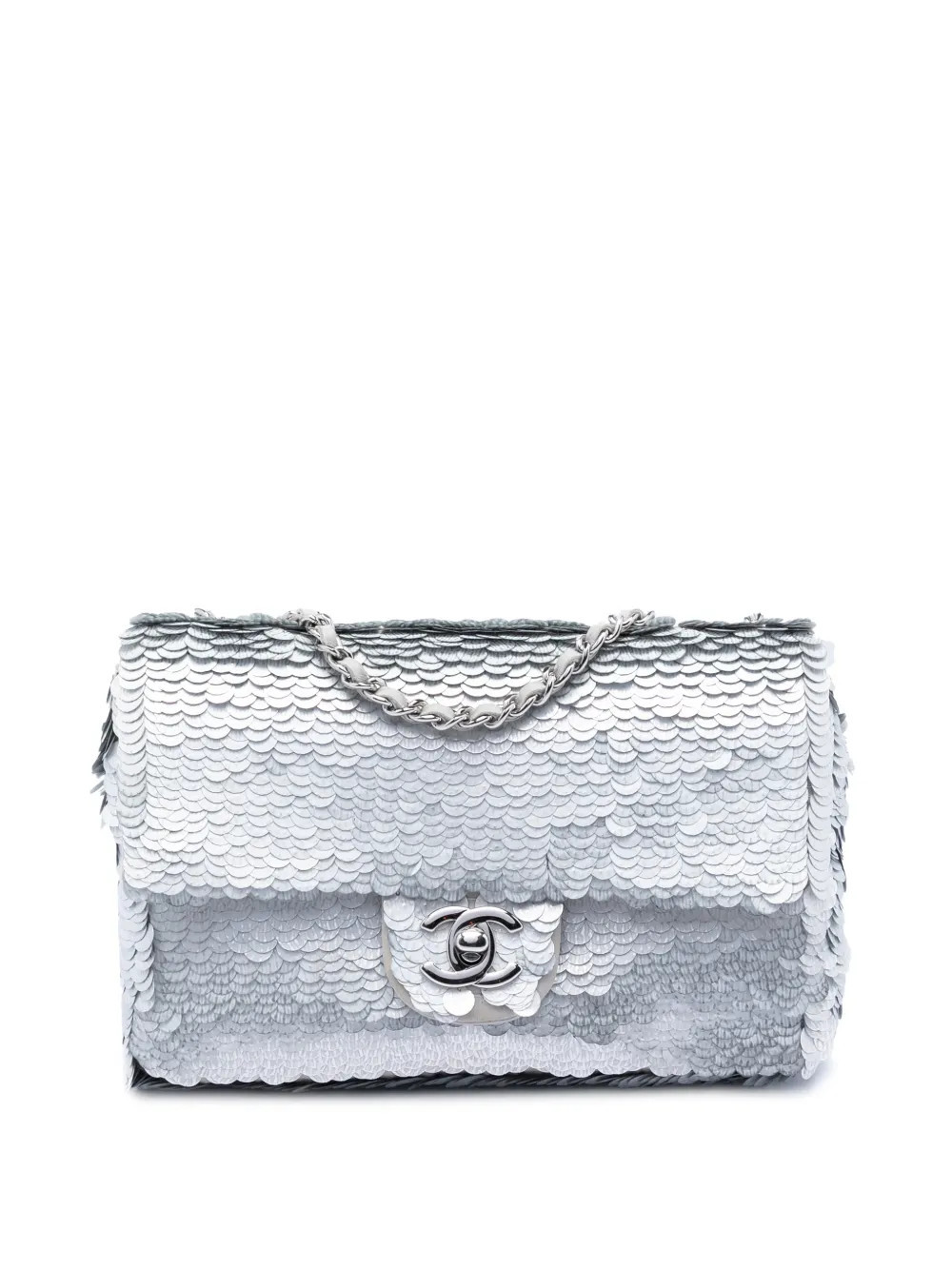 CHANEL Pre-Owned 2012 Small Paillettes Sequin Single Flap crossbody bag - Silver | Farfetch Global