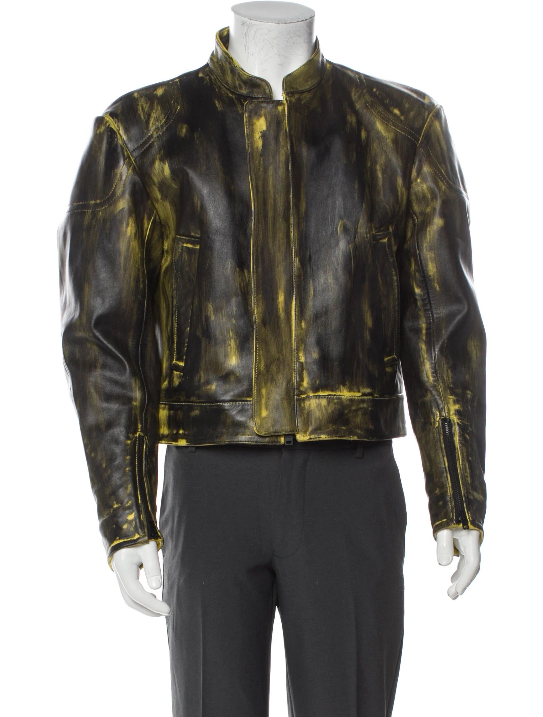 Painted Leather Calf Leather Moto Jacket | The RealReal