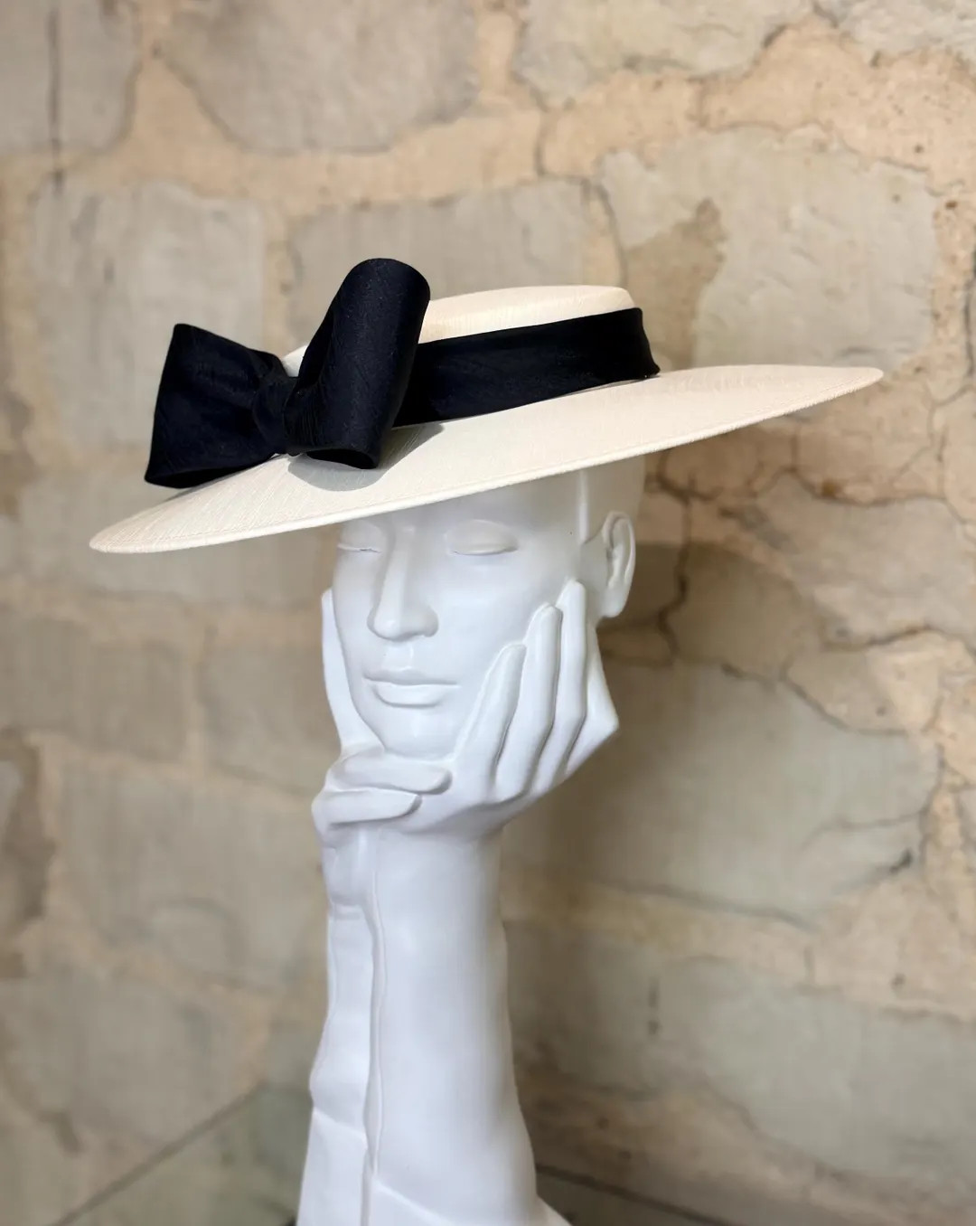 Ascot, Wedding, Kentucky Derby Ivory/ Cream With Black Bow Boater Hat Fascinator - Etsy | Etsy (US)