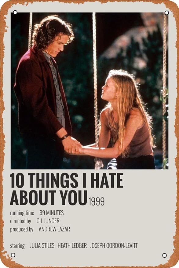 Vintage Movie Poster 10 Things I Hate About You 1999 Classic Movie Tin Sign Metal Sign for Coffee... | Amazon (US)