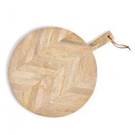 Large Round Wood Herringbone Serving Board | The Well Appointed House, LLC