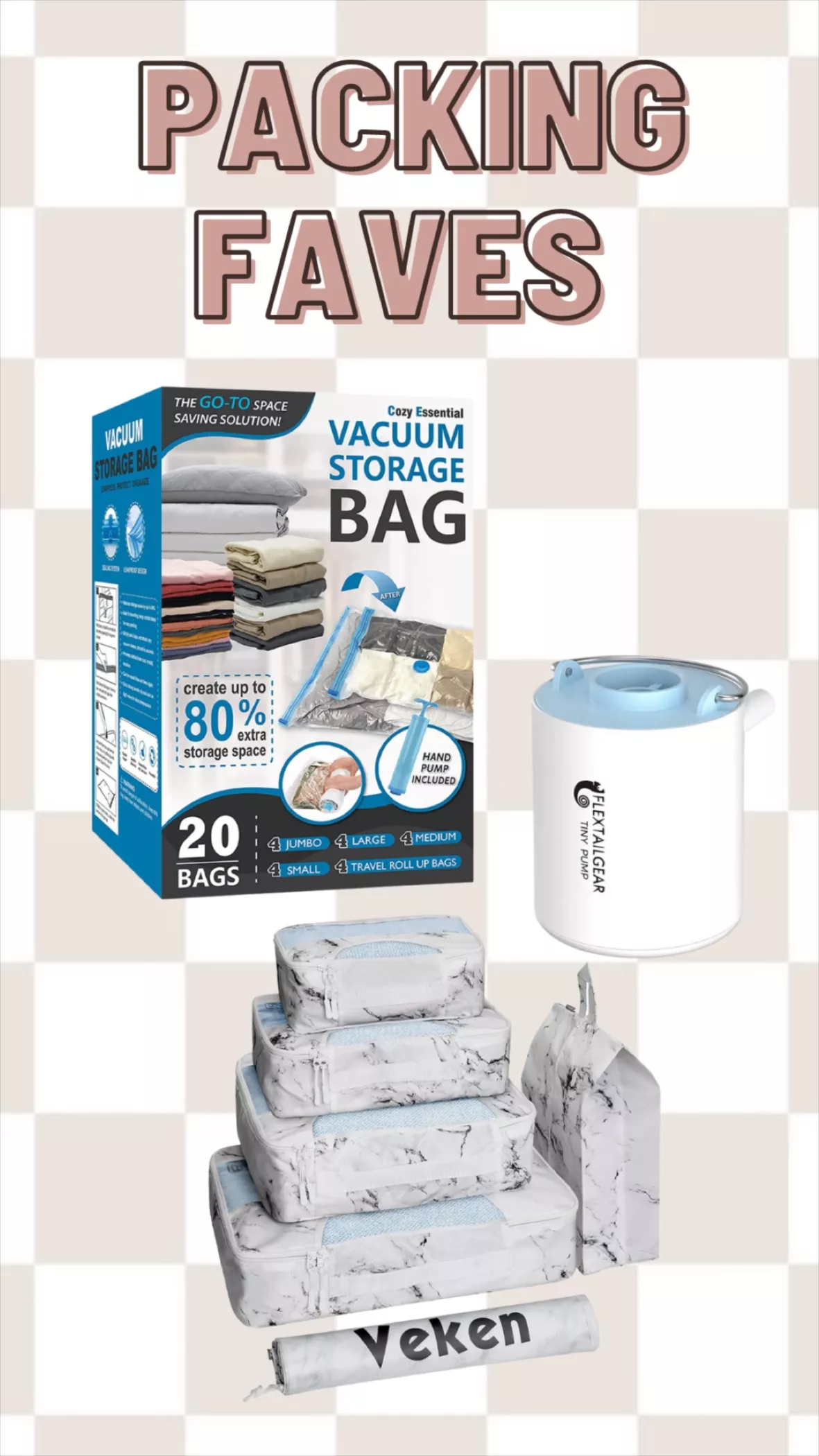 Cozy Essential Vacuum Bags 20 Bags w/ Pump