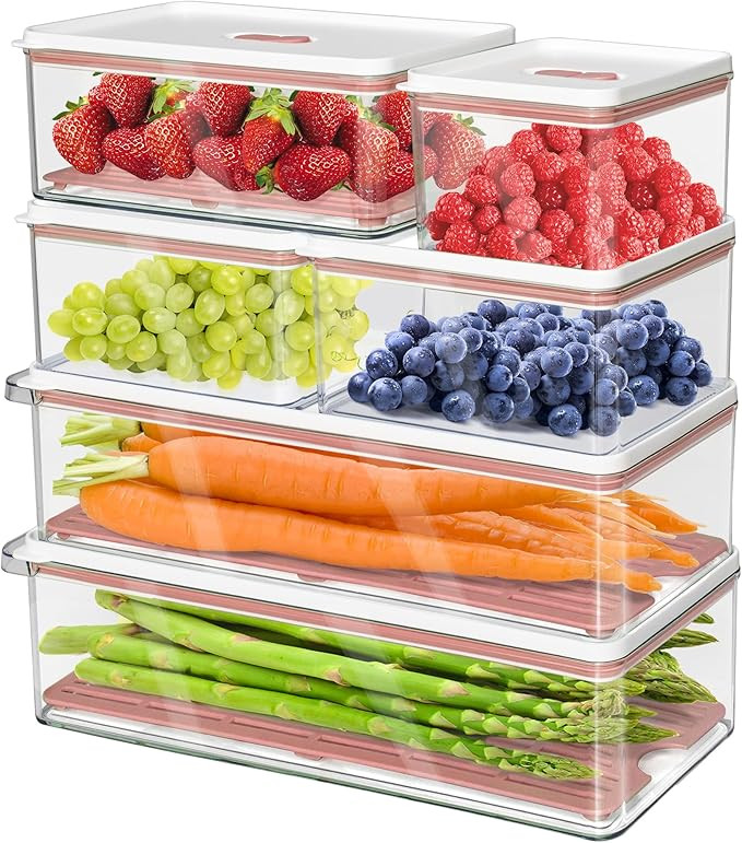 MineSign 6 Pack Stackable Fridge Organizers and Storage Clear Refrigerator Organizer Bins With Ve... | Amazon (US)