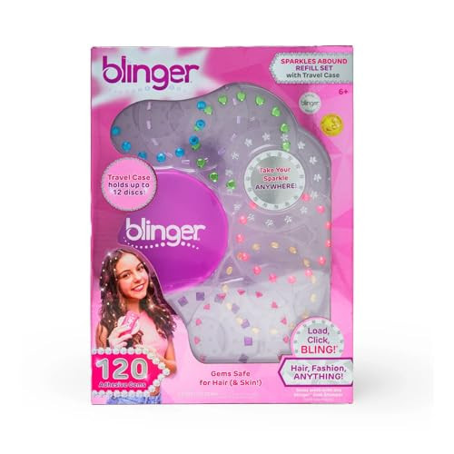 blinger® Sparkles Abound 120 Colorful Hair-Safe Gems with Travel Case | Refill Pack for Hair Gem Stamper | Amazon (US)
