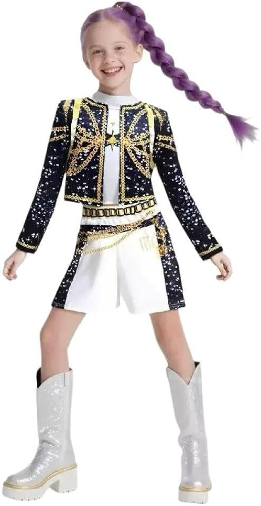 Girls Cosplay Costume, Popular Singer Stage Outfit, Black Printed, for Ages 3-12 | Amazon (US)