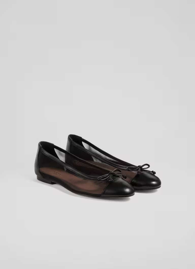 Kara Black Mesh Ballerina Flats | L.K. Bennett (UK)