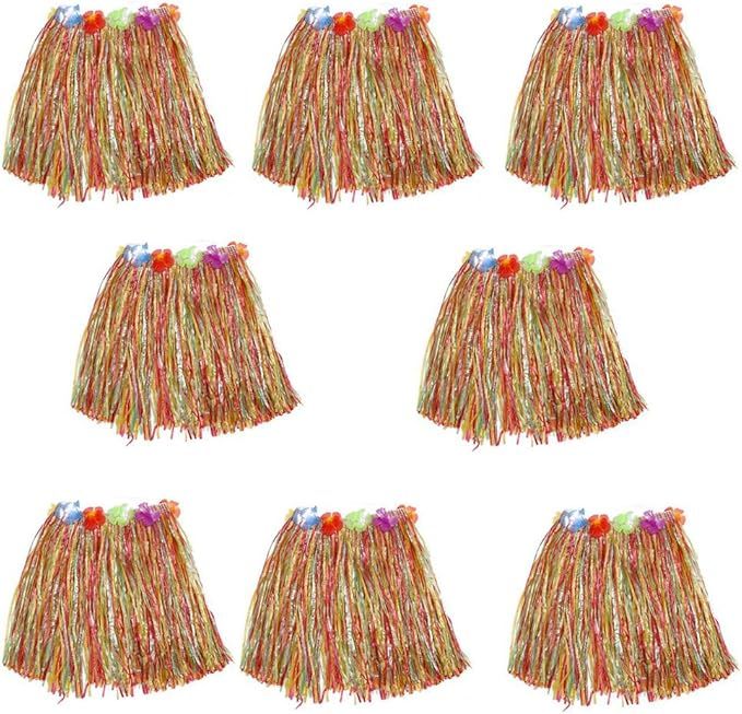 HLJgift Kid's Flowered Luau Hula Skirts Pack of 8 | Amazon (US)