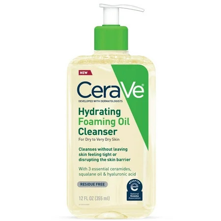 CeraVe Hydrating Foaming Oil Cleanser, Daily Face Wash For Dry to Very Dry Skin, 12 fl oz | Walmart (US)