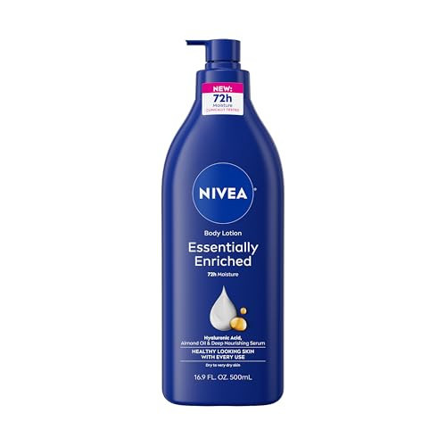 NIVEA Essentially Enriched Body Lotion for Very Dry Skin with Hyaluronic Acid, Almond Oil and Deep Nourishing Serum, 72-Hour Body Moisturizer, 16.9 Fl Oz Pump Bottle | Amazon (US)