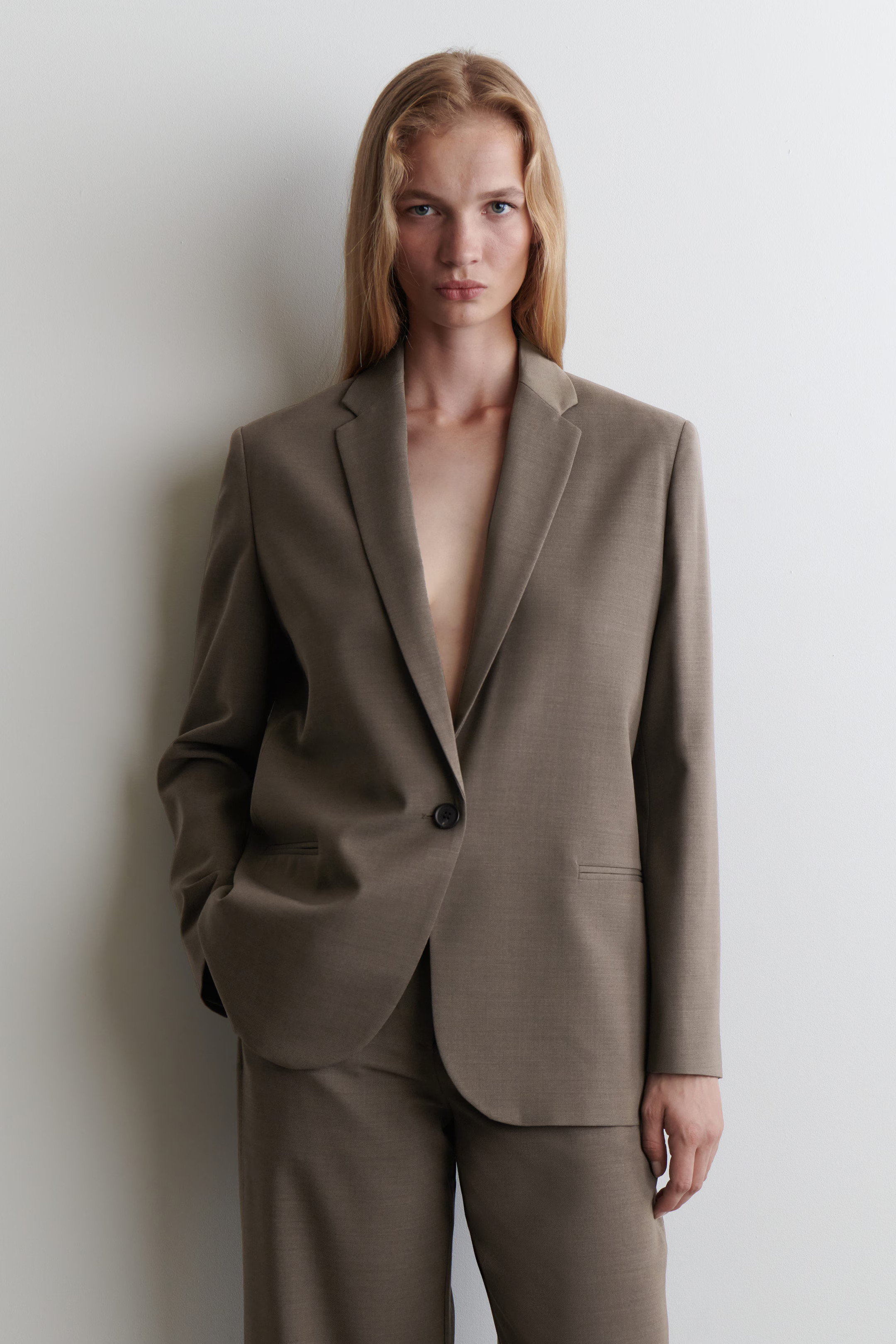 MERINO WOOL-BLEND BLAZER - BROWN | COS | COS UK