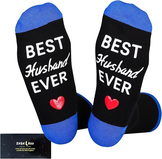 ZXGXLAW Christmas Gifts Idea for Best Husband Ever, Dad Men Funny Fathers Day Socks Birthday Vale... | Amazon (US)