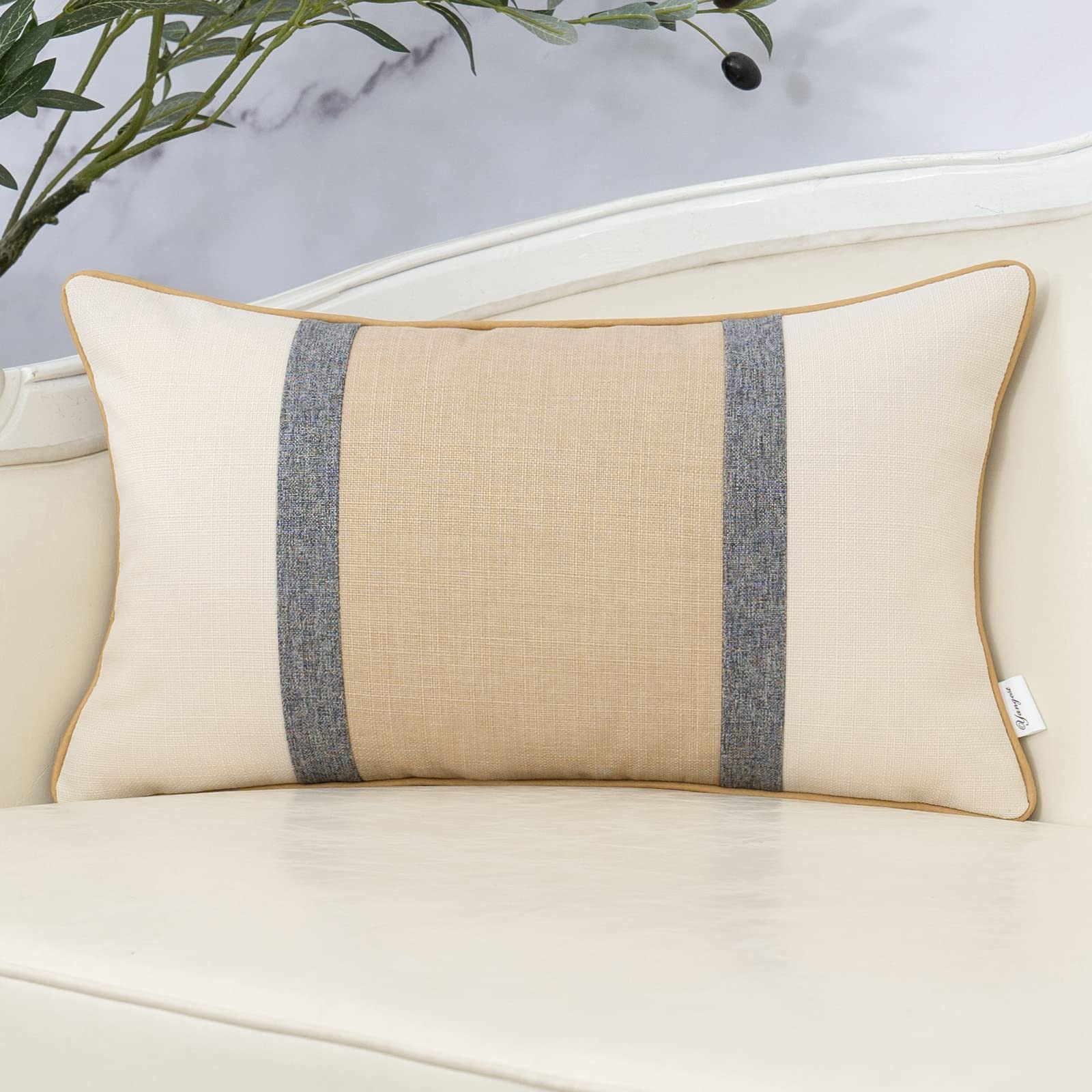 Yangest Patchwork Pillow Cover 12x20 Inch Luxury Cotton and Linen Cushion Cover Rectangle Pillowc... | Amazon (US)