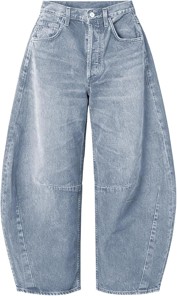 EXLURA Womens Barrel Jeans Wide Leg Y2K Boyfriend Denim Pants Hip Hop Vintage Baggy Jeans Cotton ... | Amazon (US)
