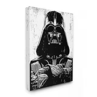 Stupell Industries 24 in. x 30 in. "Black and White Star Wars Darth Vader Distressed Wood Etching... | The Home Depot
