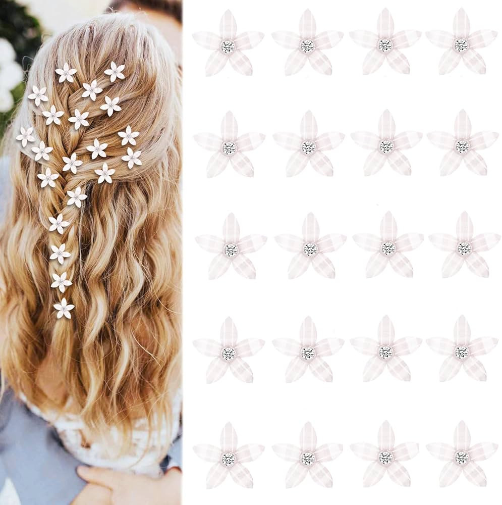 20Pcs Mini Flower Hair Clip for Women Rhinestone Flower Hair Clips for Girls Small Hair Clips Bri... | Amazon (US)