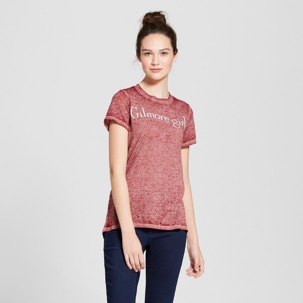 petiteWomen's Gilmore Girls Short Sleeve Crew Neck T-Shirt (Juniors') - Burgundy S, Size: Small, Red | Target