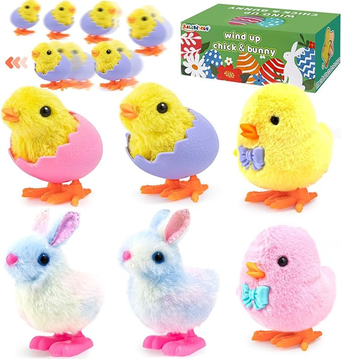 Wind up Toys for Easter Basket Stuffers, 6 Pcs Wind up Chicks and Bunnies for Easter Egg Fillers,... | Amazon (US)