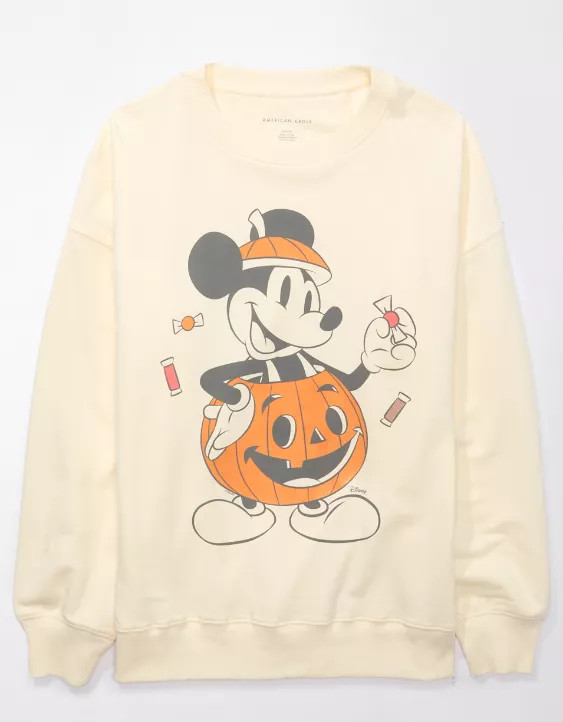 AE Oversized Halloween Mickey Graphic Sweatshirt | American Eagle Outfitters (US & CA)