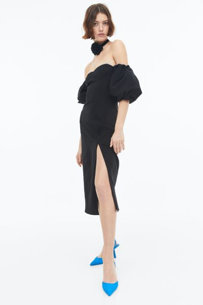 Off-the-shoulder puff-sleeved dress | H&M (UK, MY, IN, SG, PH, TW, HK)
