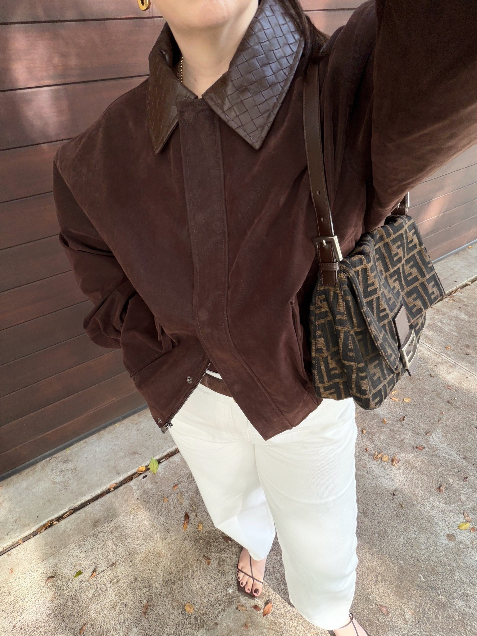 AERE suede look bomber: size 14
Dazie white barrel leg jeans: size 14
Senso belt
Nelson Made sandals 

#LTKjeans #LTKmidsize #LTKautumn