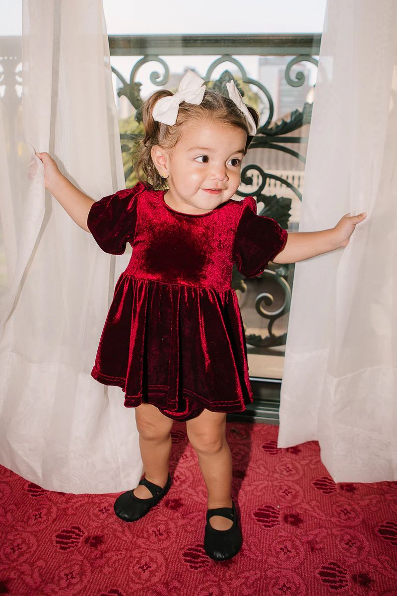 Baby Cleo Dress Set in Wine | Ivy City Co