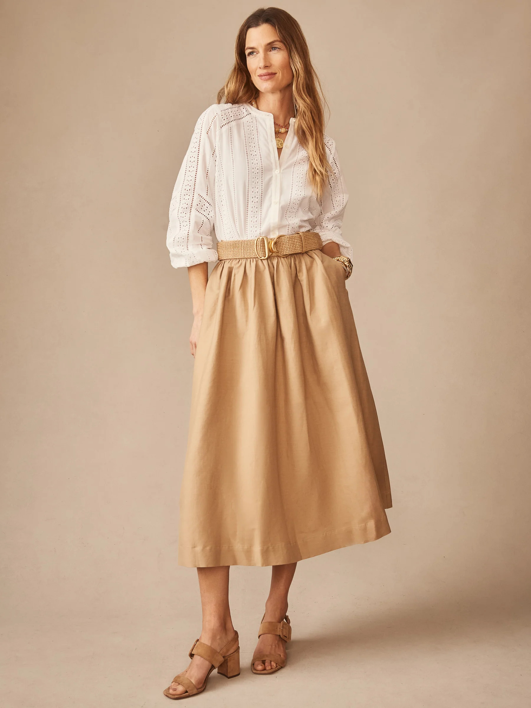 Khaki Solid Winnie Skirt | Women's Skirts & Skorts | J.McLaughlin | J.McLaughlin