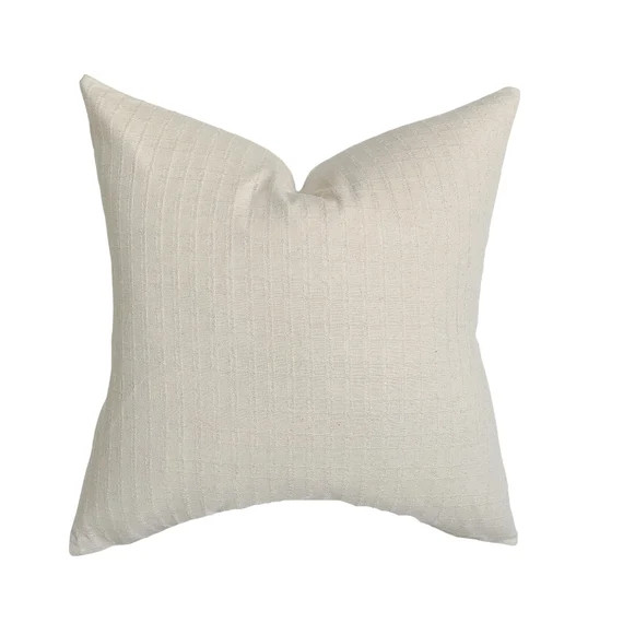 Hayes | Natural Woven Ivory Plaid Pillow Cover | Neutral Cream Linen Handwoven | Designer Fabric ... | Etsy (US)