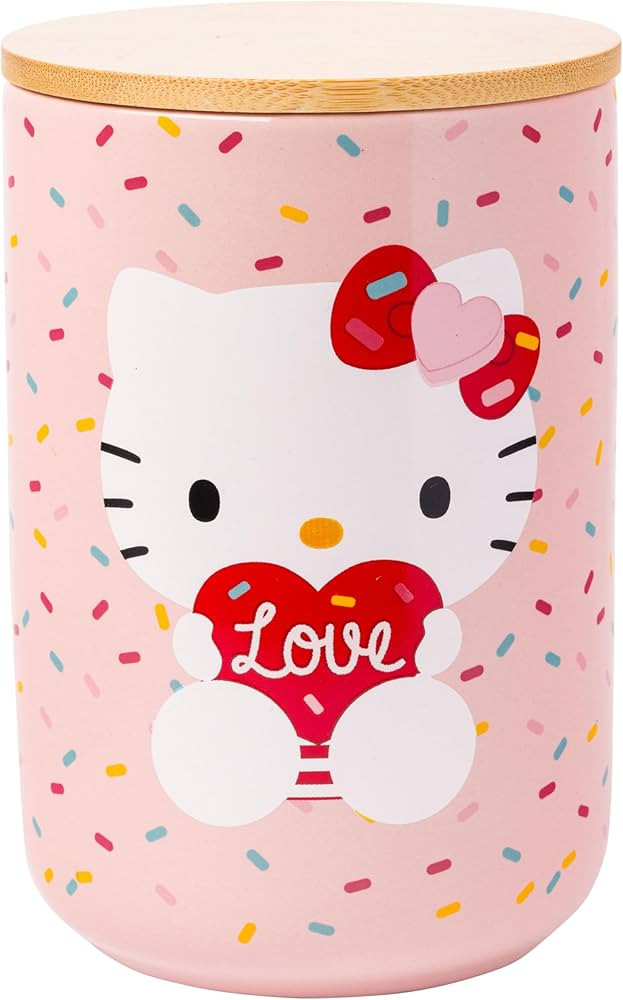 Silver Buffalo Sanrio Hello Kitty Holding Love Heart Ceramic Cookie Snack Candy Jar with Airtight... | Amazon (CA)