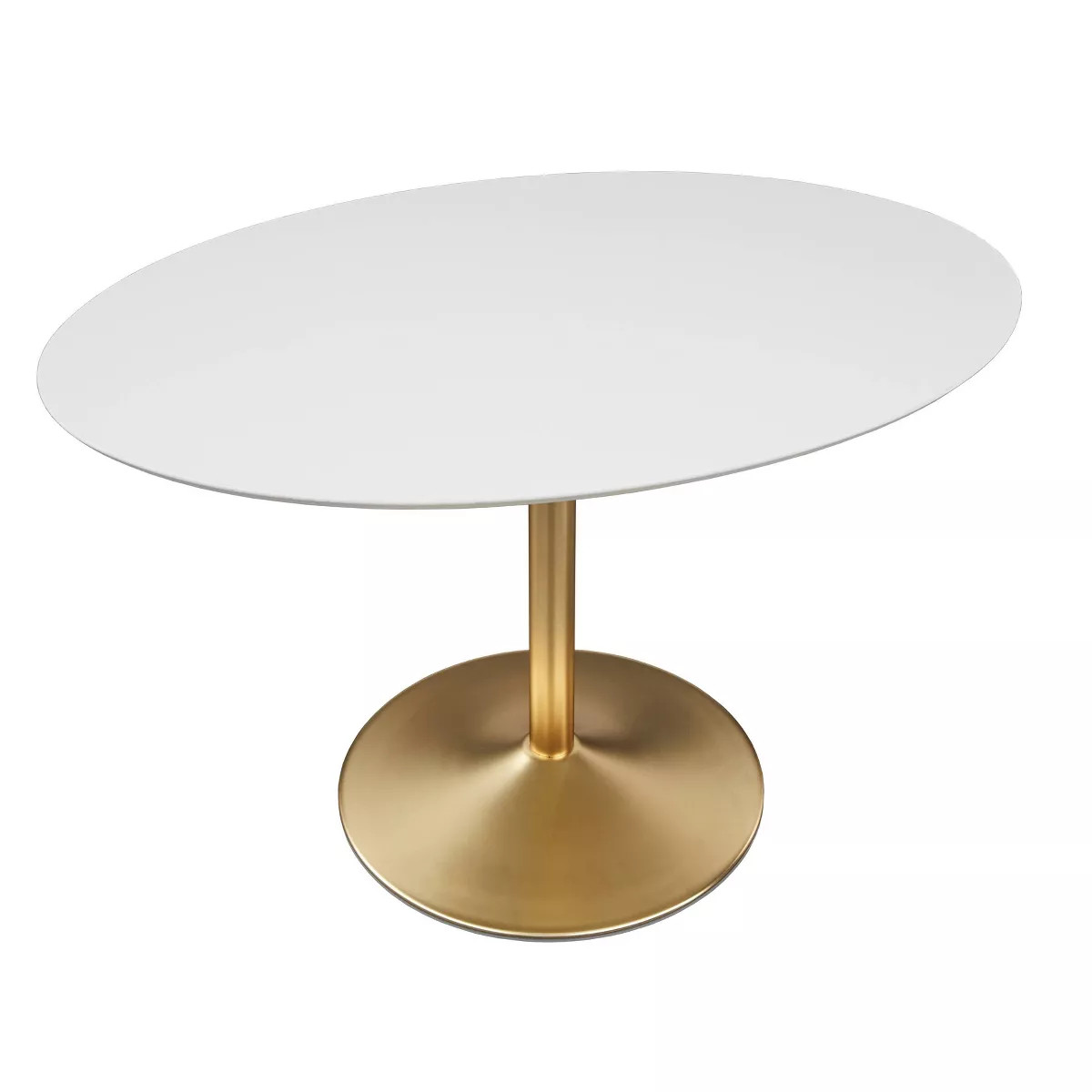 Buylateral Pisa Oval Modern Dining Table White/Gold: Gold-Tone Base, 4-Seater, MDF Surface | Target
