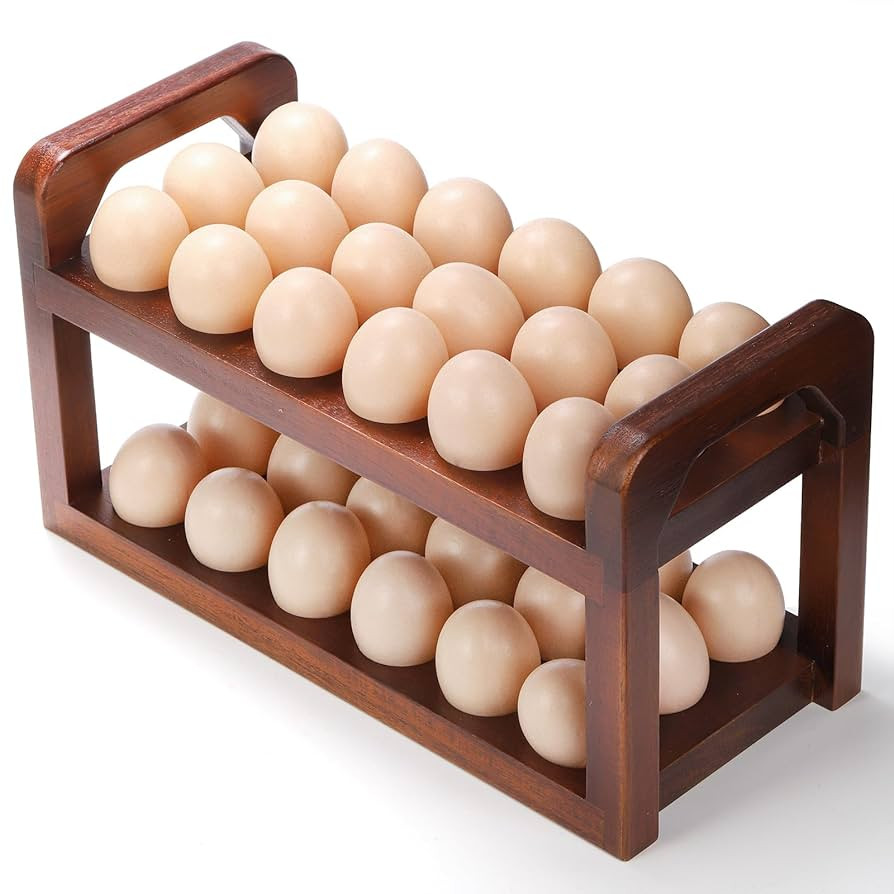 Youeon Acacia Wooden Egg Holder with Carry Handle Holds 36 Eggs, Deviled Egg Plates, Countertop S... | Amazon (US)