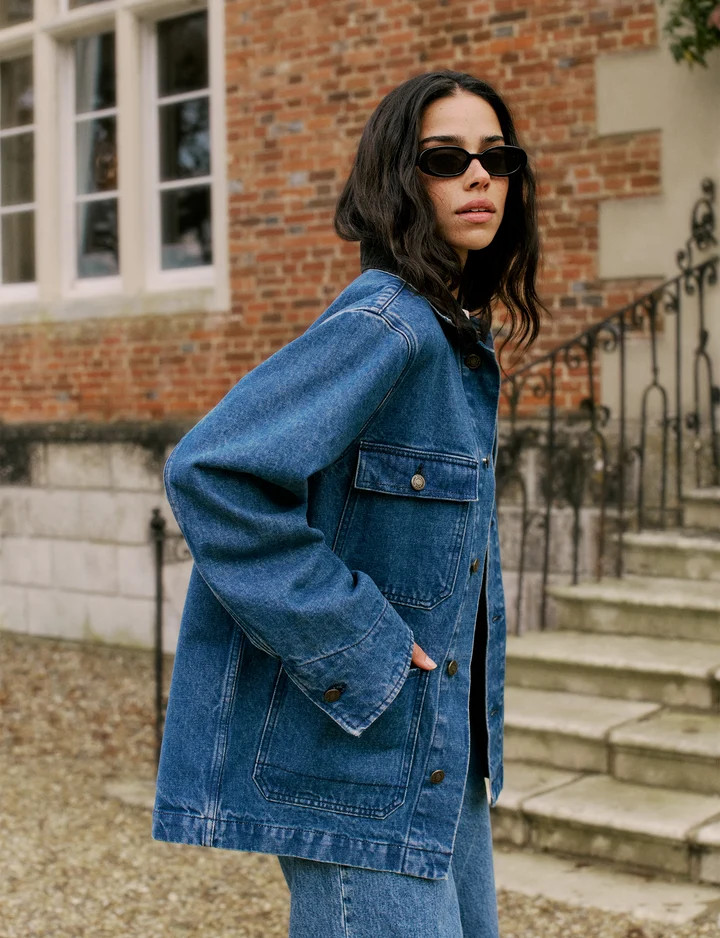 Delon Chore Jacket: Denim, Mid Blue | With Nothing Underneath