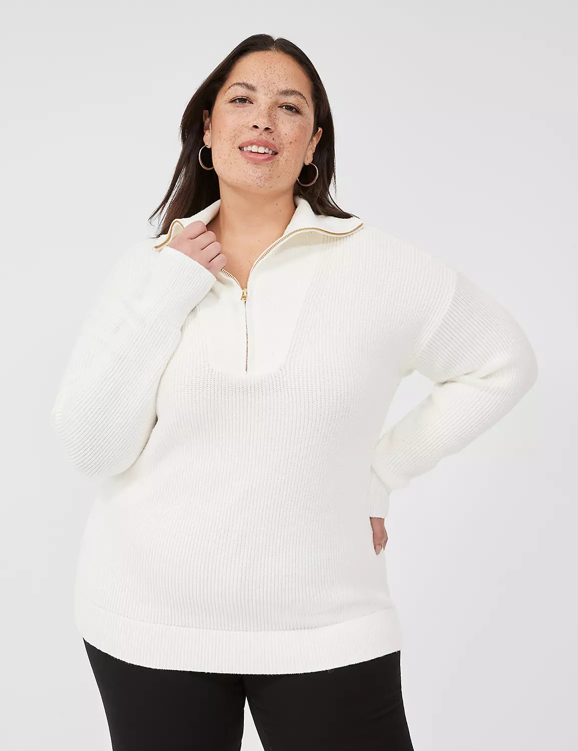 Half-Zip Mock-Neck Sweater | LaneBryant | Lane Bryant (US)