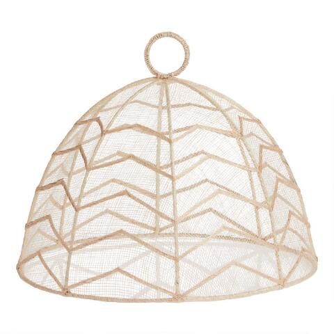 Round Natural Chevron Mesh Food Dome | World Market