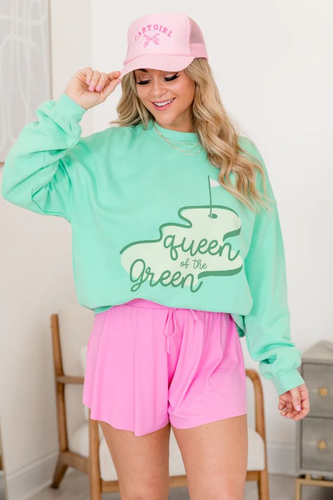 Queen Of The Green Lime Oversized Graphic Sweatshirt SALE | Pink Lily