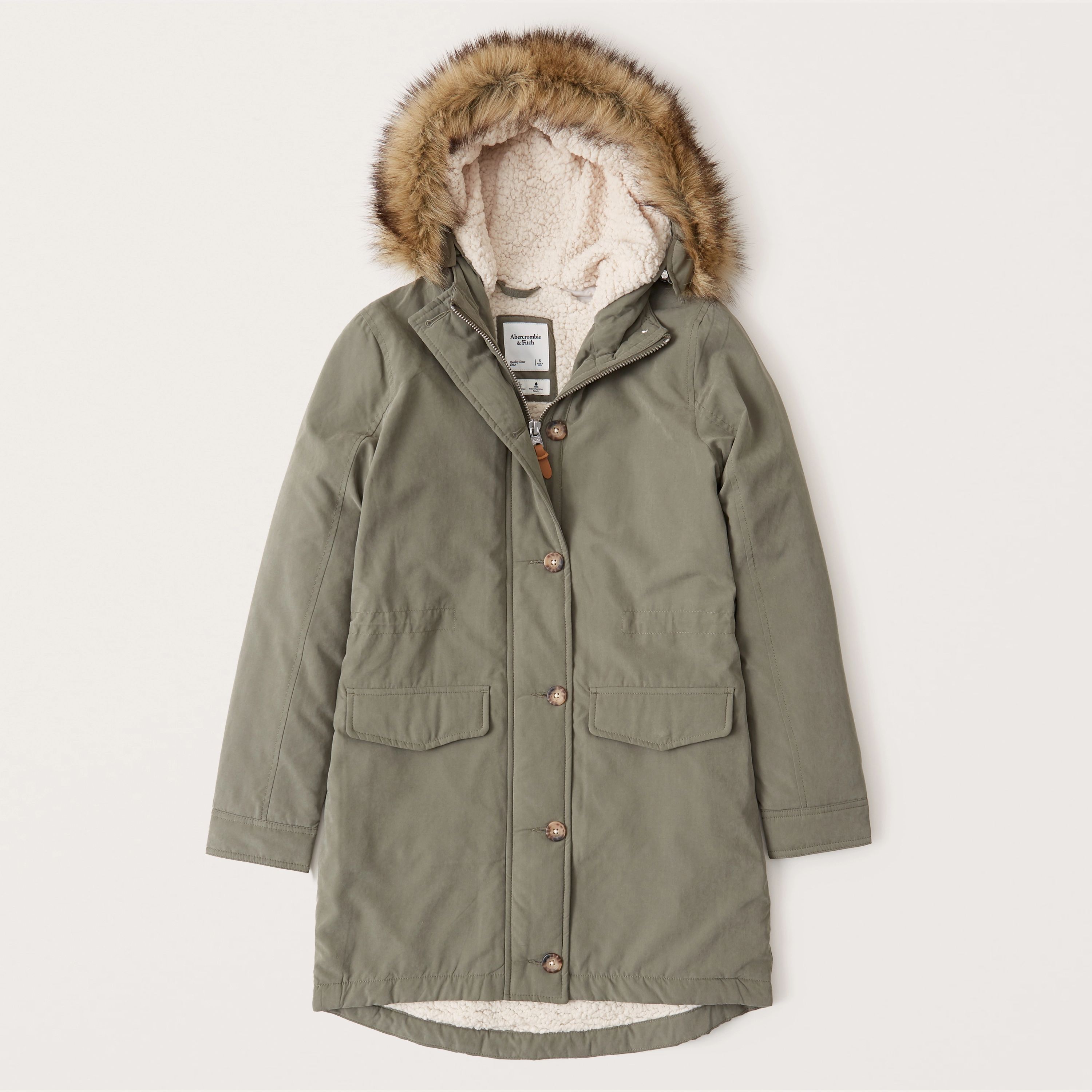 Sherpa-Lined Military Parka | Abercrombie & Fitch (US)